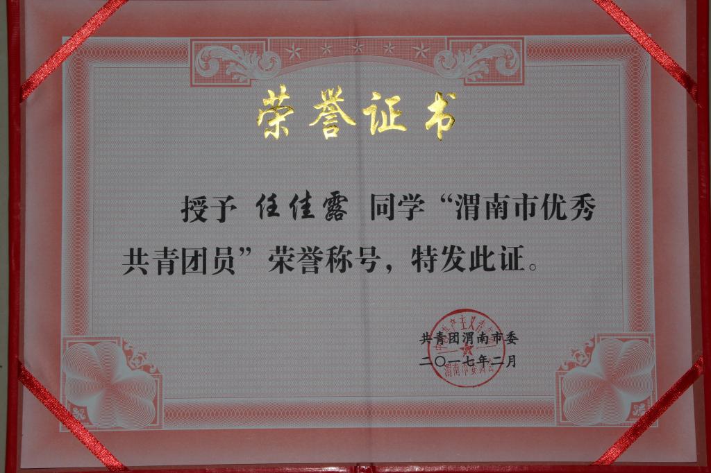 优秀共青团员:任佳露